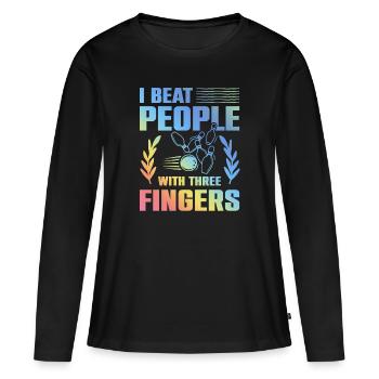 Dicton amusant de bowling - T-shirt manches longues Premium bio Femme - noir - Devant - Julia (174cm)