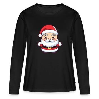 Père Noël Père Noël - T-shirt manches longues Premium bio Femme - noir - Devant - Julia (174cm)