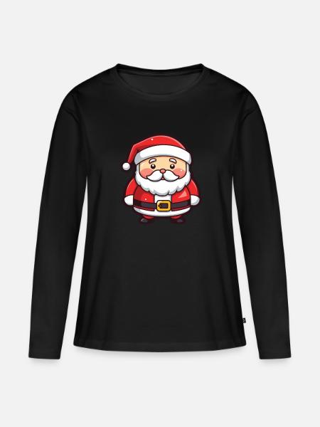 Weihnachtsmann Lustig Weihnachten - Frauen Premium Bio Langarmshirt - Schwarz