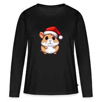 Hamster Christmas Animal Head - Women's Premium Organic Long Sleeve Shirt - black - Front - Julia (174cm)