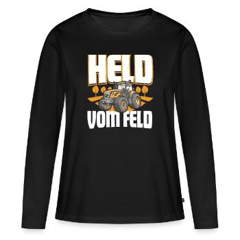 Landwirt Held Vom Feld - Frauen Premium Bio Langarmshirt - Schwarz - Vorne - Julia (174cm)