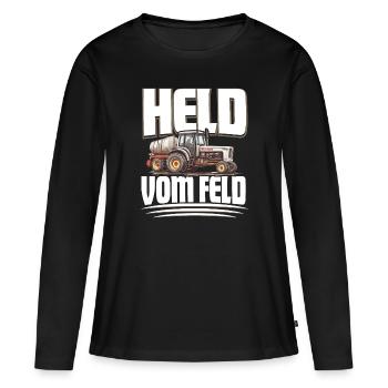 Landwirt Held Vom Feld - Frauen Premium Bio Langarmshirt - Schwarz - Vorne - Julia (174cm)