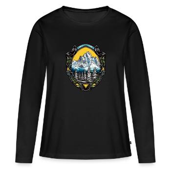 Berge Alpen - Frauen Premium Bio Langarmshirt - Schwarz - Vorne - Julia (174cm)