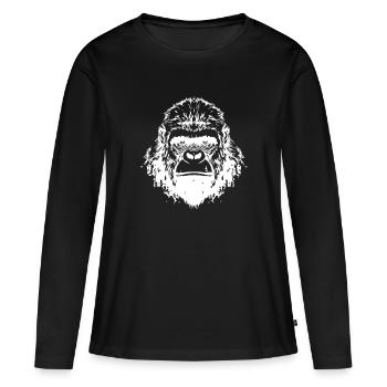 Gorilla Head - Women's Premium Organic Long Sleeve Shirt - black - Front - Julia (174cm)