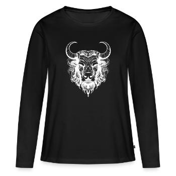 Taureau Taureau Tête Taureau Symbole Taureau - T-shirt manches longues Premium bio Femme - noir - Devant - Julia (174cm)