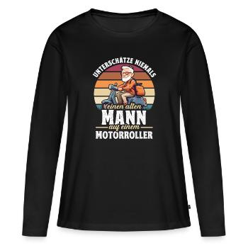 Motorroller Motorroller-Fahrer Rollerfahrer - Frauen Premium Bio Langarmshirt - Schwarz - Vorne - Julia (174cm)