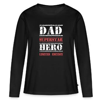 Meilleur Papa Star Papa Papa Papa - T-shirt manches longues Premium bio Femme - noir - Devant - Julia (174cm)