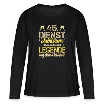 45th Anniversary Company Anniversary Gift - Women's Premium Organic Long Sleeve Shirt - black - Front - Julia (174cm)