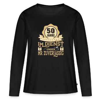 50th Anniversary Company Anniversary Gift - Women's Premium Organic Long Sleeve Shirt - black - Front - Julia (174cm)
