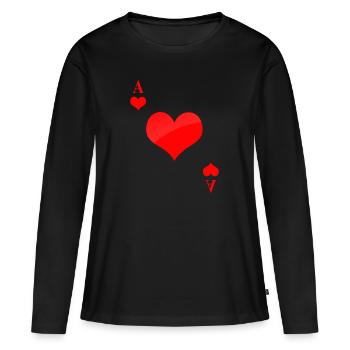 Herz Ass - Frauen Premium Bio Langarmshirt - Schwarz - Vorne - Julia (174cm)