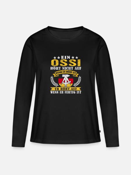 Ossi Spruch Ostdeutscher - Frauen Premium Bio Langarmshirt - Schwarz