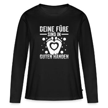 Fußpflegerin Füße in guten Händen Pediküre - Frauen Premium Bio Langarmshirt - Schwarz - Vorne - Julia (174cm)