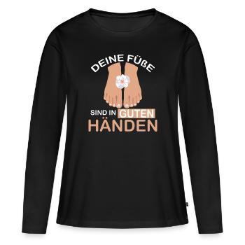 Fußpflegerin Füße in guten Händen Pediküre - Frauen Premium Bio Langarmshirt - Schwarz - Vorne - Julia (174cm)