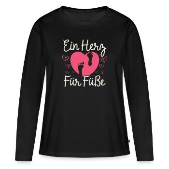 Fußpflegerin ein Herz für Füße Pediküre - Frauen Premium Bio Langarmshirt - Schwarz - Vorne - Julia (174cm)