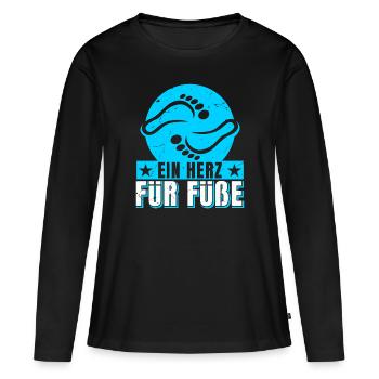 Fußpflegerin ein Herz für Füße Pediküre - Frauen Premium Bio Langarmshirt - Schwarz - Vorne - Julia (174cm)