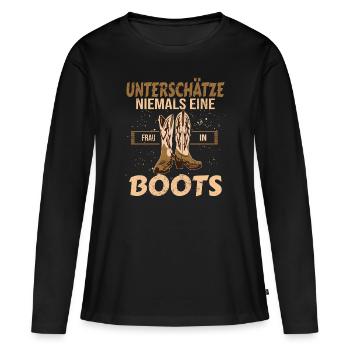 Linedance Line Dance Frau Tanzgruppe - Frauen Premium Bio Langarmshirt - Schwarz - Vorne - Julia (174cm)
