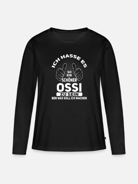 DOR Ossi reeschlds schon Spruch Ostdeutscher - Frauen Premium Bio Langarmshirt - Schwarz