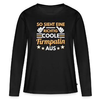 So sieht eine richtig coole Firmpatin aus - Frauen Premium Bio Langarmshirt - Schwarz - Vorne - Julia (174cm)