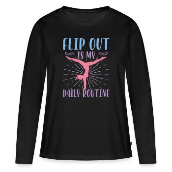 Radschlag Repeat Gymnastik - Frauen Premium Bio Langarmshirt - Schwarz - Vorne - Julia (174cm)