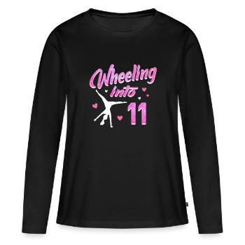 Cartwheel fille gymnastique d’anniversaire - T-shirt manches longues Premium bio Femme - noir - Devant - Julia (174cm)
