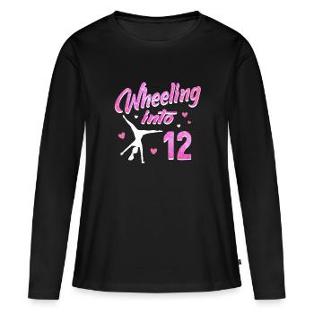 Cartwheel fille gymnastique d’anniversaire - T-shirt manches longues Premium bio Femme - noir - Devant - Julia (174cm)