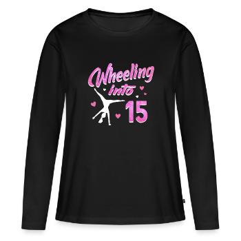 Cartwheel fille gymnastique d’anniversaire - T-shirt manches longues Premium bio Femme - noir - Devant - Julia (174cm)