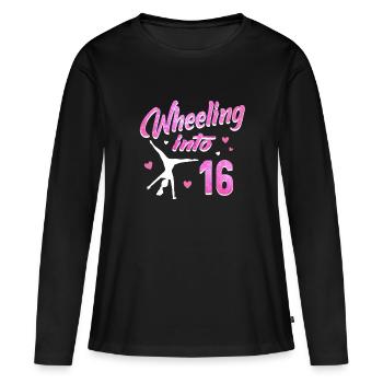 Cartwheel fille gymnastique d’anniversaire - T-shirt manches longues Premium bio Femme - noir - Devant - Julia (174cm)