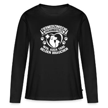 Tierarzthelferin Tiere Helden Veterinär TFA - Frauen Premium Bio Langarmshirt - Schwarz - Vorne - Julia (174cm)