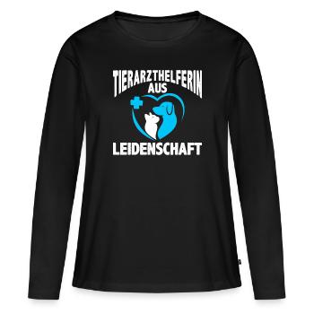 Tierarzthelferin aus Leidenschaft Veterinär TFA - Frauen Premium Bio Langarmshirt - Schwarz - Vorne - Julia (174cm)