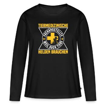 Tierarzthelferin Tiere Helden Veterinär TFA - Frauen Premium Bio Langarmshirt - Schwarz - Vorne - Julia (174cm)