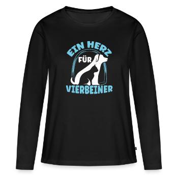 Tierarzthelferin Herz für Vierbeiner TFA Veterinär - Frauen Premium Bio Langarmshirt - Schwarz - Vorne - Julia (174cm)