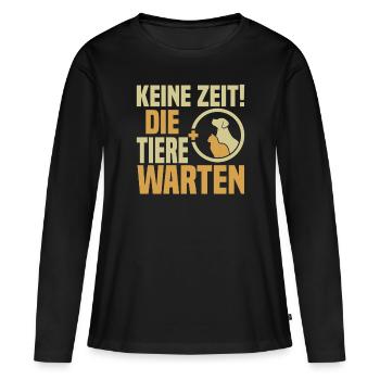 Tierarzthelferin keine Zeit die Tiere warten TFA - Frauen Premium Bio Langarmshirt - Schwarz - Vorne - Julia (174cm)