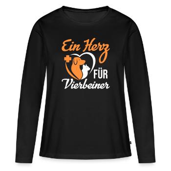 Tierarzthelferin Herz für Vierbeiner TFA Veterinär - Frauen Premium Bio Langarmshirt - Schwarz - Vorne - Julia (174cm)