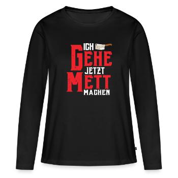 Boucher Boucher Boucherie Boucherie Fleischer - T-shirt manches longues Premium bio Femme - noir - Devant - Julia (174cm)