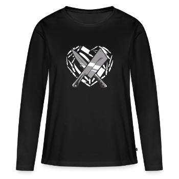 Butcher Heart Butcher Butcher Butcher’s Shop Fleischer - T-shirt manches longues Premium bio Femme - noir - Devant - Julia (174cm)