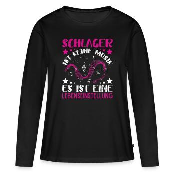 Schlager Schlagermusik Schlagerparty - Frauen Premium Bio Langarmshirt - Schwarz - Vorne - Julia (174cm)