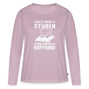 Book Nerd Bücherwurm Leseratte Katze - Frauen Premium Bio Langarmshirt - Altrosa - Vorne - Julia (174cm)