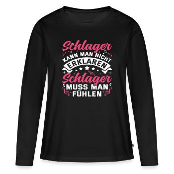 Schlager Schlagermusik Schlagerparty - Frauen Premium Bio Langarmshirt - Schwarz - Vorne - Julia (174cm)