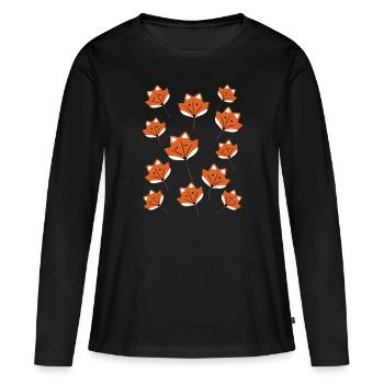 Renard roux en automne renard roux - T-shirt manches longues Premium bio Femme - noir - Devant - Julia (174cm)