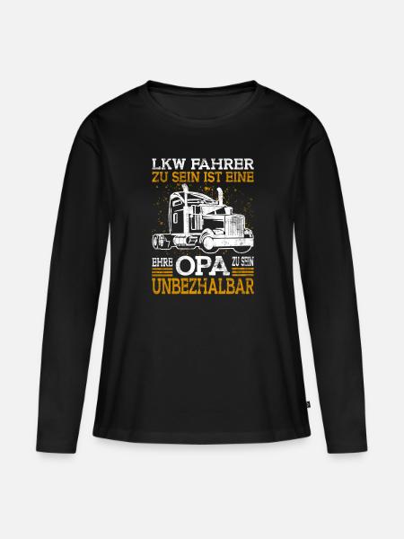 LKW Fahrer Opa - Frauen Premium Bio Langarmshirt - Schwarz