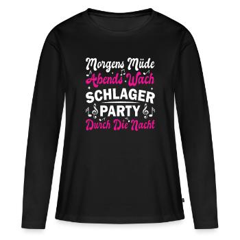 Schlager Schlagermusik Schlagerparty - Frauen Premium Bio Langarmshirt - Schwarz - Vorne - Julia (174cm)