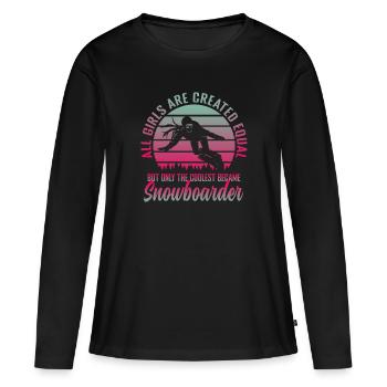 Snowboard Sports d’hiver Snowboard - T-shirt manches longues Premium bio Femme - noir - Devant - Julia (174cm)