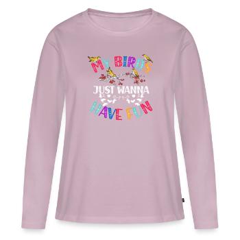 Ara perroquet Oiseau tropical - T-shirt manches longues Premium bio Femme - rose poudré - Devant - Julia (174cm)