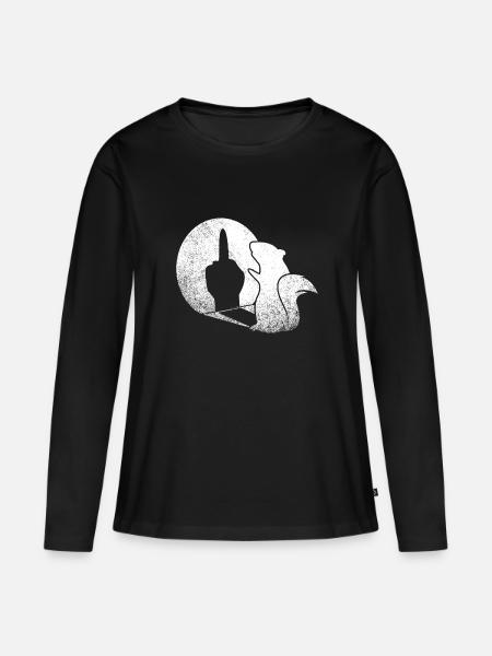 Squirrel Shadow - Frauen Premium Bio Langarmshirt - Schwarz