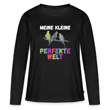 Budgerigar Welli Amateur d’oiseaux Perruches - T-shirt manches longues Premium bio Femme - noir - Devant - Julia (174cm)