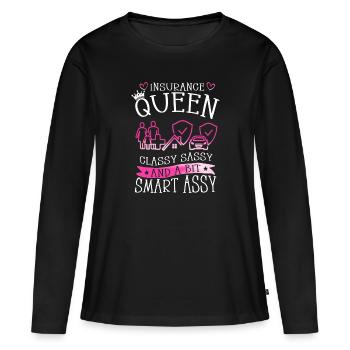 Courtier d’assurance Commis d’assurance - T-shirt manches longues Premium bio Femme - noir - Devant - Julia (174cm)