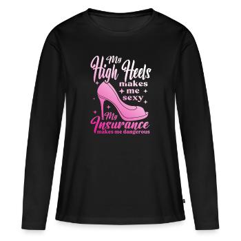 Courtier d’assurance Commis d’assurance - T-shirt manches longues Premium bio Femme - noir - Devant - Julia (174cm)