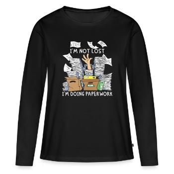 Courtier d’assurance Commis aux assurances - T-shirt manches longues Premium bio Femme - noir - Devant - Julia (174cm)