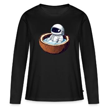 Un astronaute baigne dans la noix de - Drôle - T-shirt manches longues Premium bio Femme - noir - Devant - Julia (174cm)