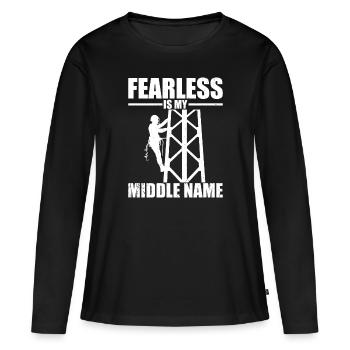 Stylo - T-shirt manches longues Premium bio Femme - noir - Devant - Julia (174cm)